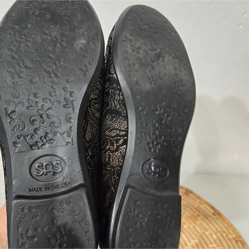 SAS Scenic Metallic Floral Print Ballet Flats 7 Wide - Picture 6 of 11